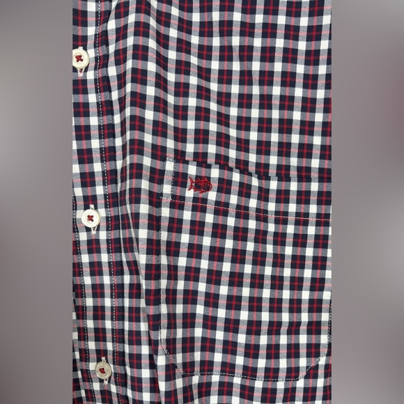 Southern Tide Intercoastal Button Down - Navy, White, & Red Check Men’s Medium - Picture 3 of 8